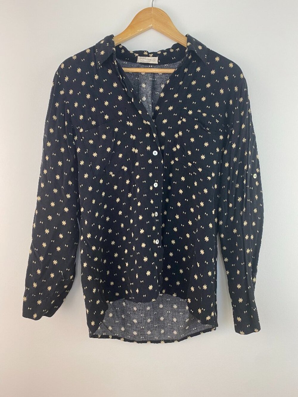 Just Living Women’s Black Aztec Print Button Down Shirt